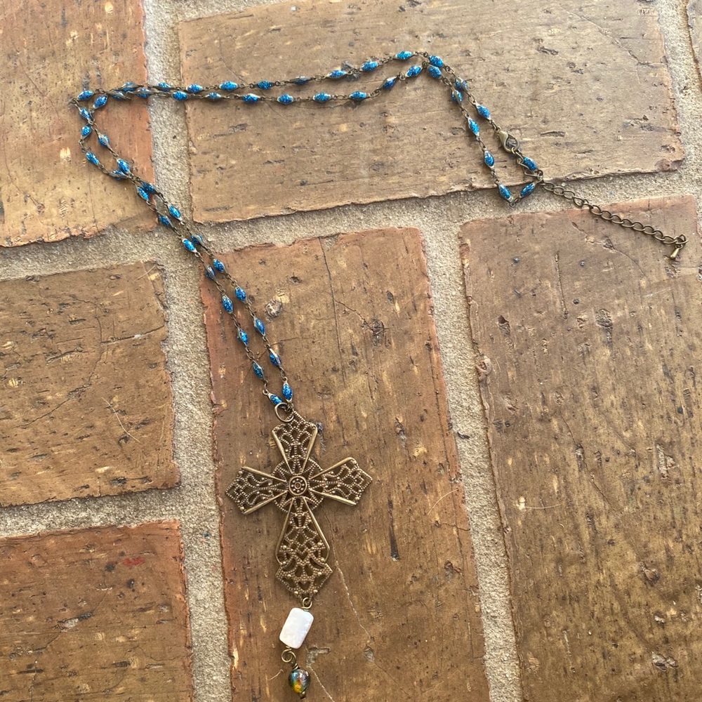 Beaded cross necklace